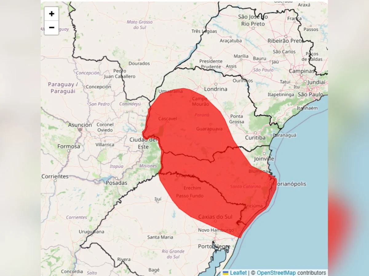 Inmet emite alerta máximo de tempestades para 708 cidades do Sul do país