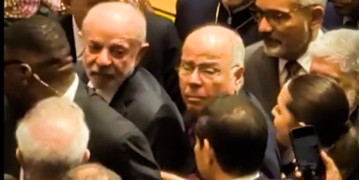 Lula olha para trás, mas não cumprimenta Marco Rubio durante Assembleia Geral da ONU Foto: Reprodução/Redes Sociais