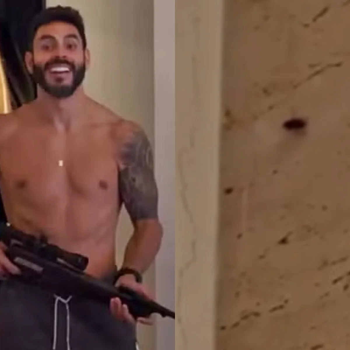 Rodolffo, dupla de Israel, surge com fuzil para matar barata dentro de casa