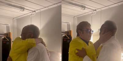Elton John e Gilberto Gil se reencontraram nos bastidores do Rock in Rio ap&oacute;s suas apresenta&ccedil;&otilde;es Foto: Reprodu&ccedil;&atilde;o Instagram/@gilbertogil / Bons Fluidos