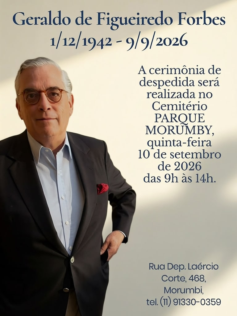 Empresário Geraldo de Figueiredo Forbes morre aos 83 anos